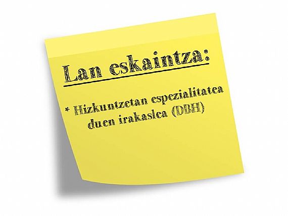 HIZKUNTZETAN ESPEZIALITATEA DUEN IRAKASLEA (DBH)